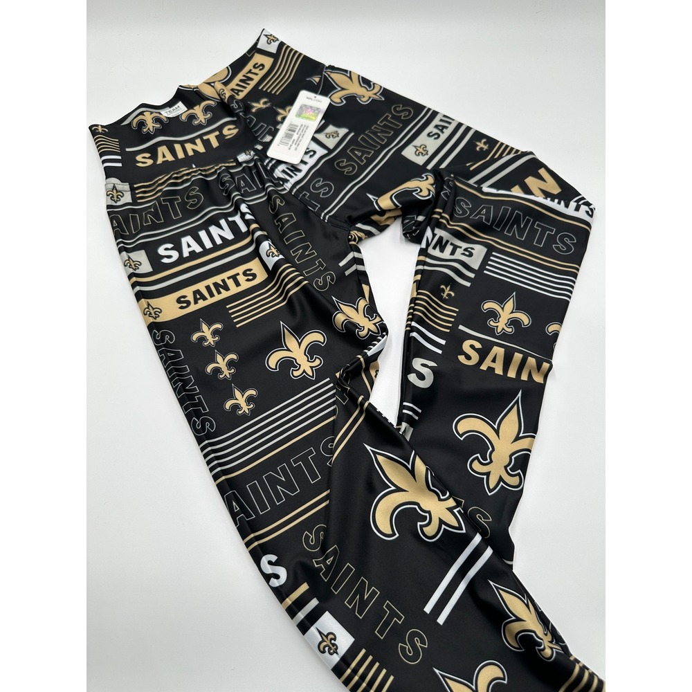 NFL Team Apparel Leggings Womens Medium Black NWT Saints Yoga Pants Sporty